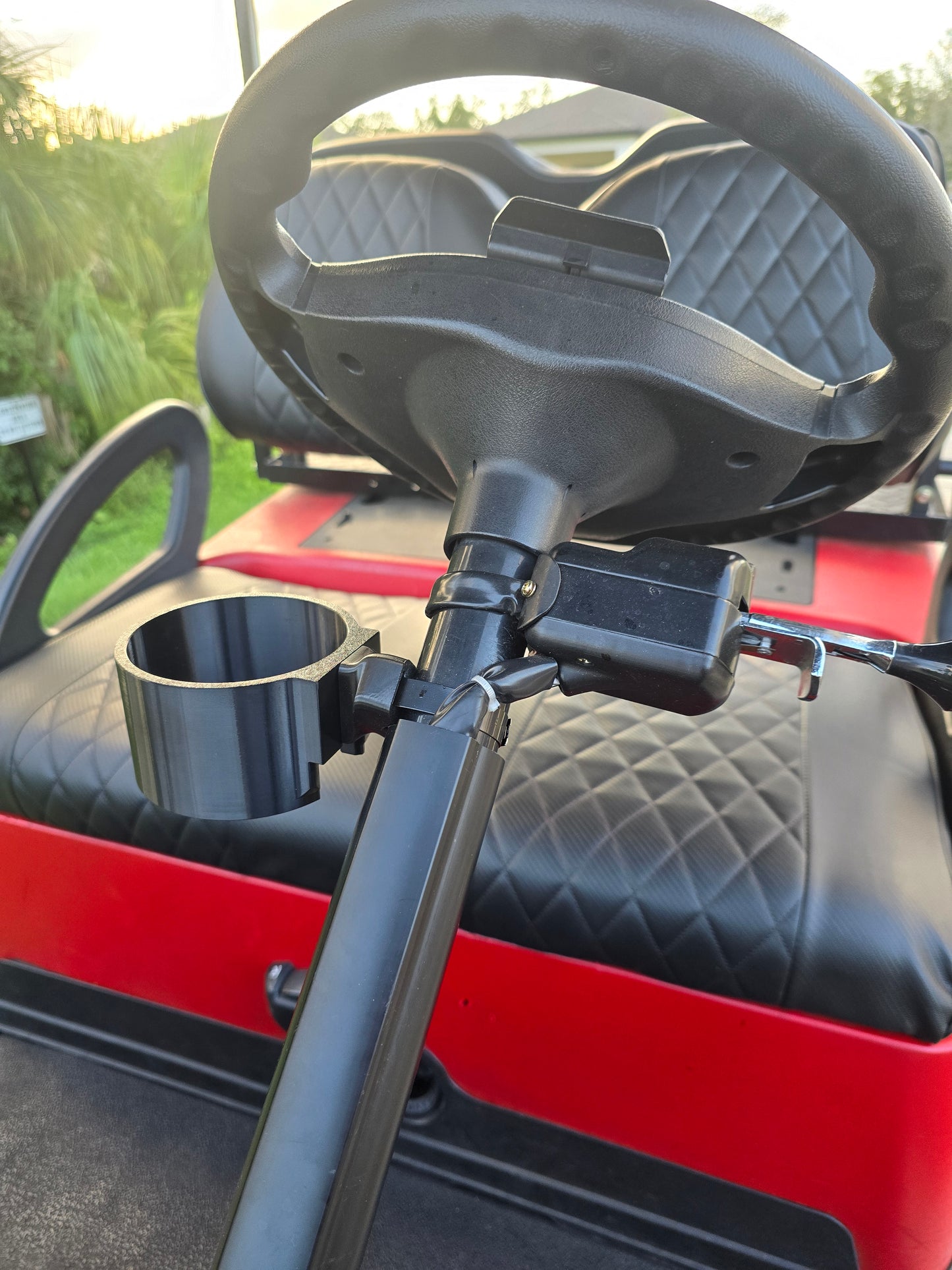 Golf Cart Steering Column Accessory Clip - Great for a Conveniently Placed Cup Holder!
