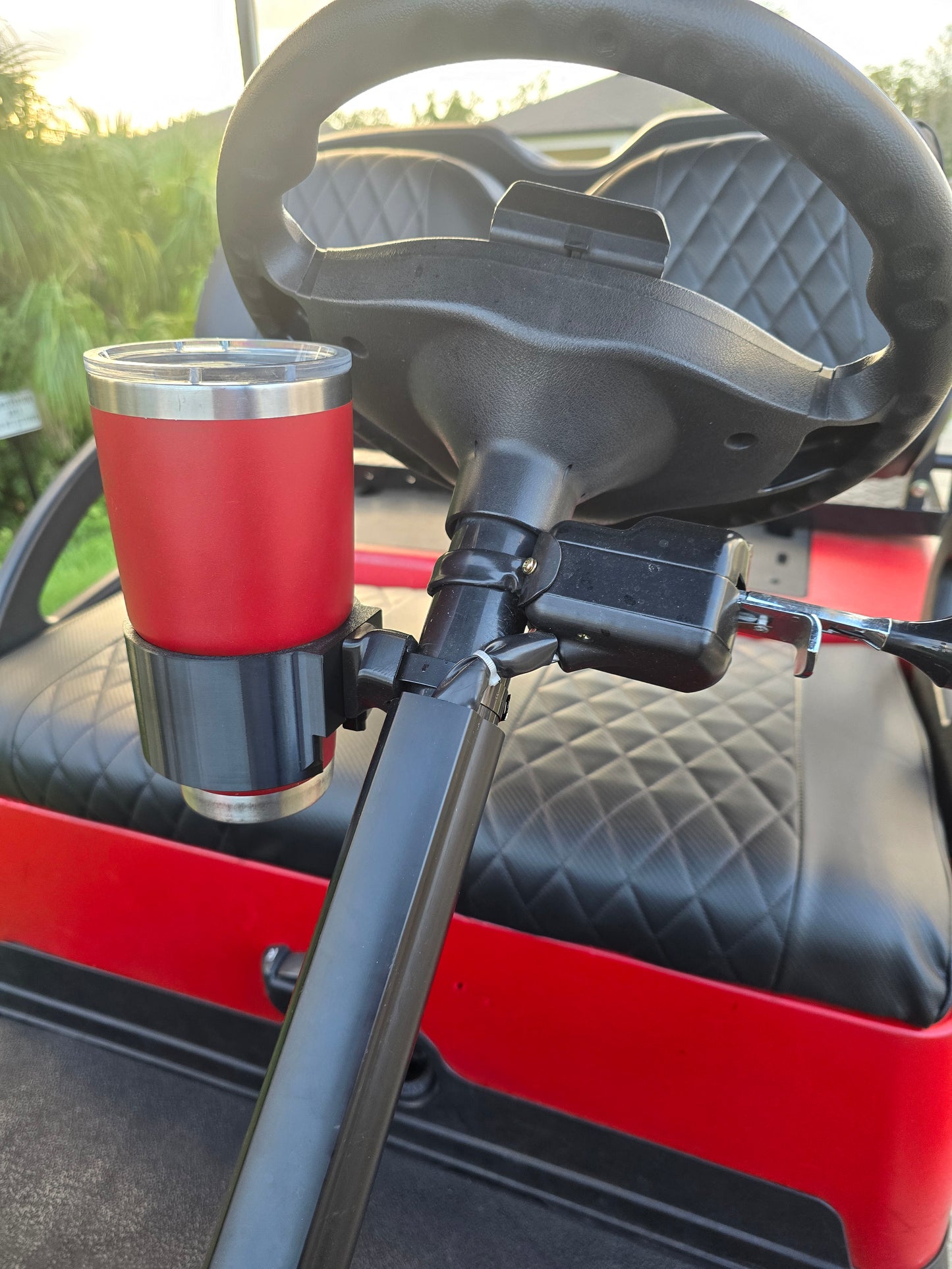 Golf Cart Steering Column Accessory Clip - Great for a Conveniently Placed Cup Holder!