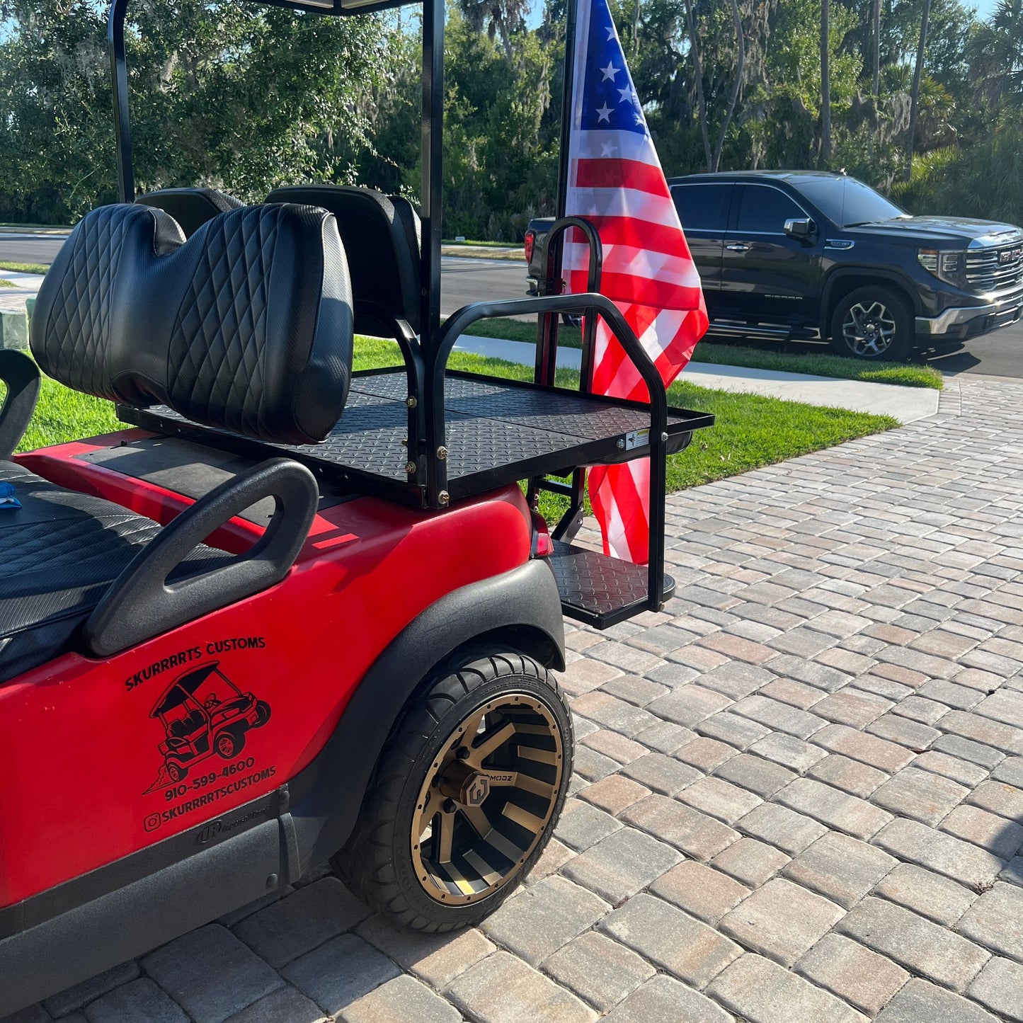 Golf Cart Flag Pole Mount - Quickly Attaches to Sq Tubing - Pole and Mounts Included!