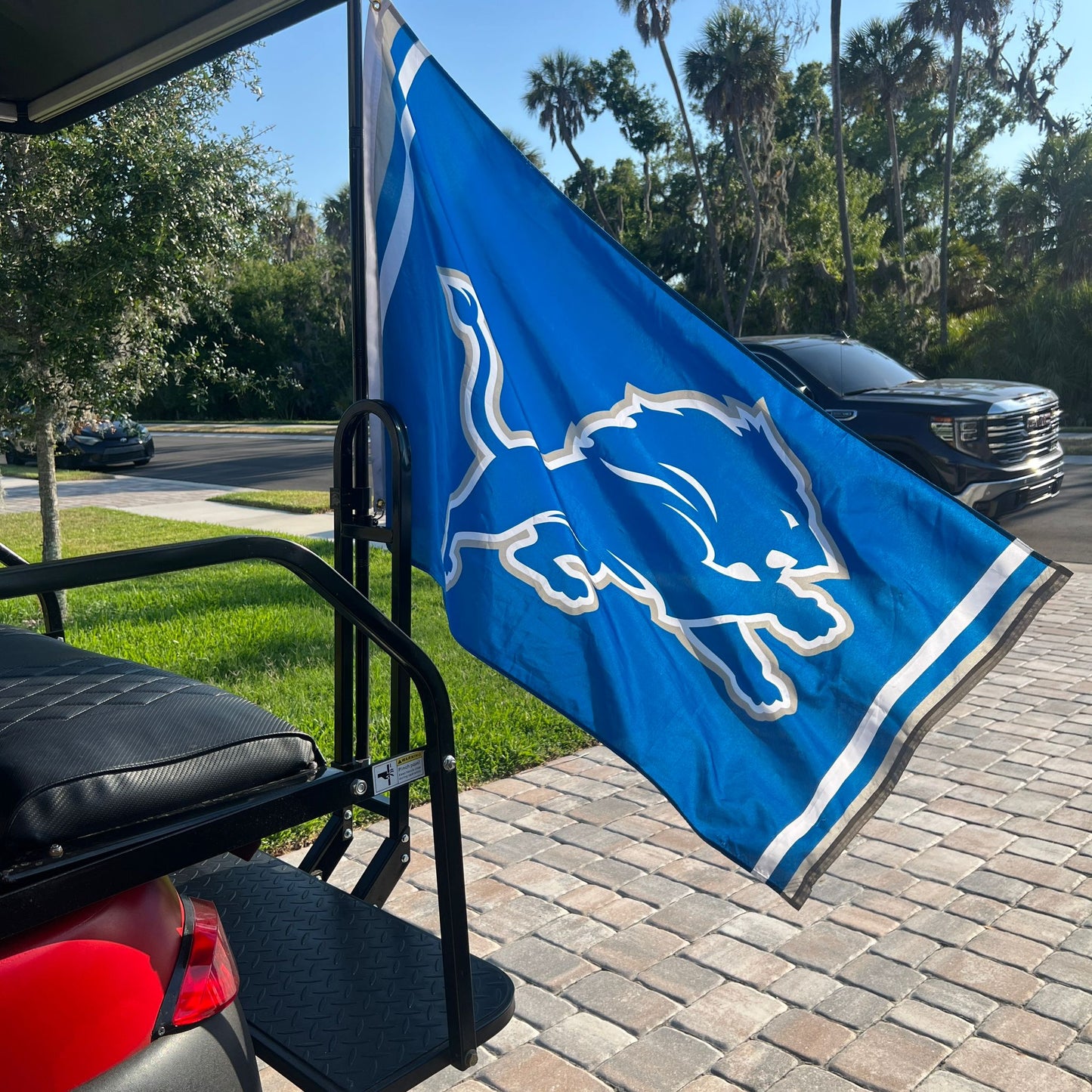 Golf Cart Flag Pole Mount - Quickly Attaches to Sq Tubing - Pole and Mounts Included!