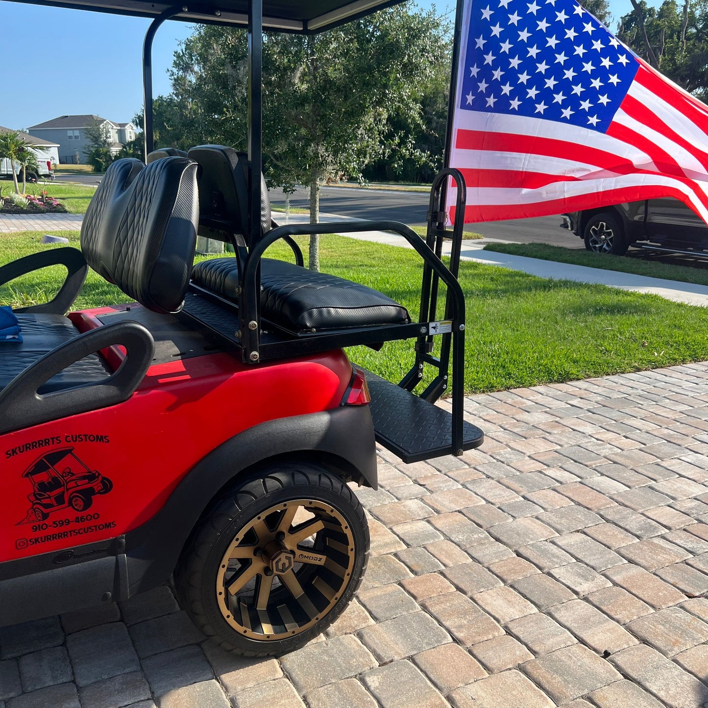 Golf Cart Flag Pole Mount - Quickly Attaches to Sq Tubing - Pole and Mounts Included!