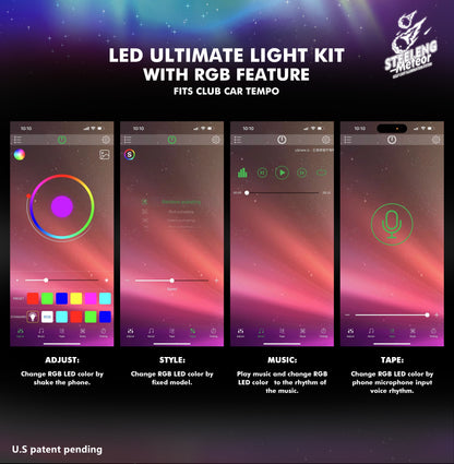 LED ULTIMATE LIGHT KIT WITH RGB FEATURE FITS CLUB CAR TEMPO (12V)